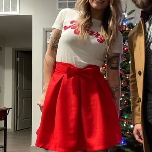 Red skirt with bow